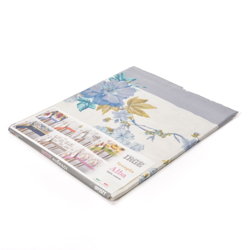 Tovaglia 100% cotone fiori Alba Camelia Irge colore celeste