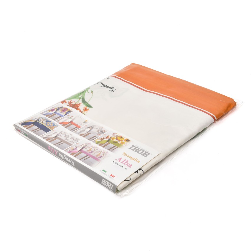 Tovaglia in cotone fiori Alba Cannella Irge colore arancio
