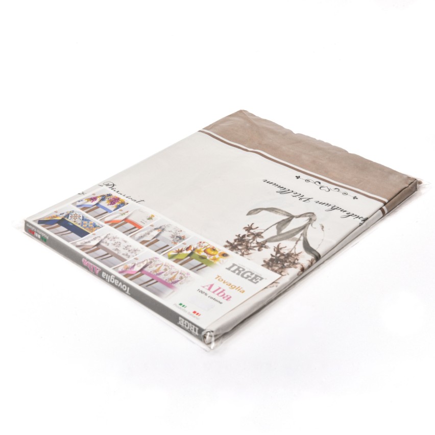 Tovaglia 100% cotone fiori Alba Cannella Irge colore beige