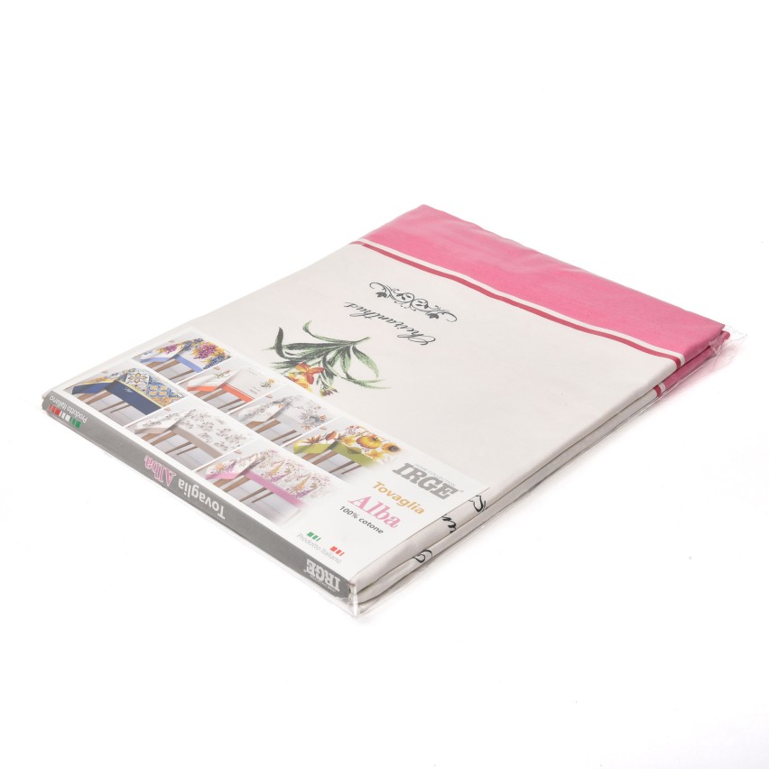 Tovaglia 100% cotone fiori Alba Cannella Irge colore rosa