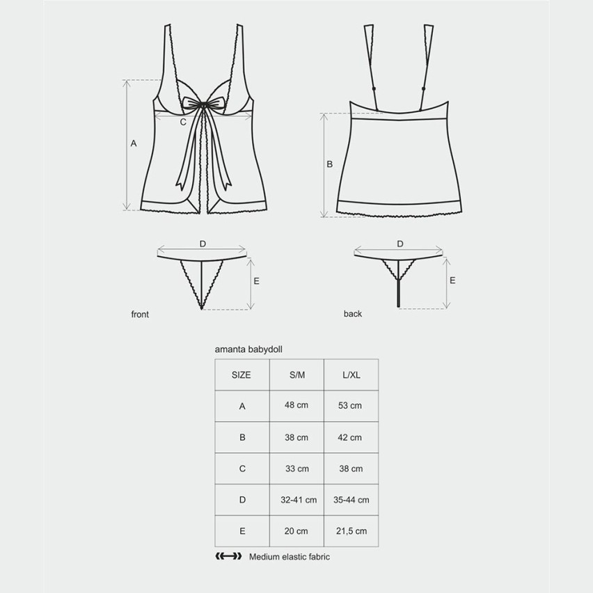 Sexy babydoll + perizoma Obsessive amanta nero celeste
