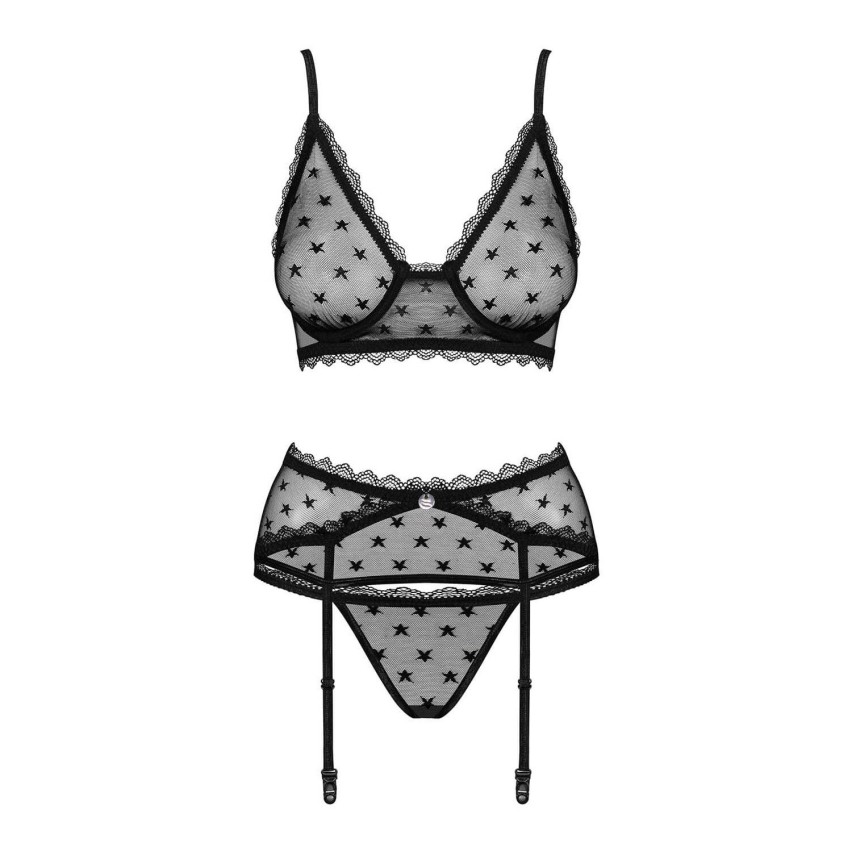 Sexy set reggiseno+ perizoma+ reggicalze Obsessive Astralya pizzo 3 pz