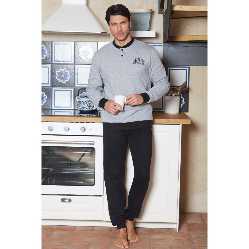 Pigiama uomo invernale Navigare B2141511 caldo cotone grigio 