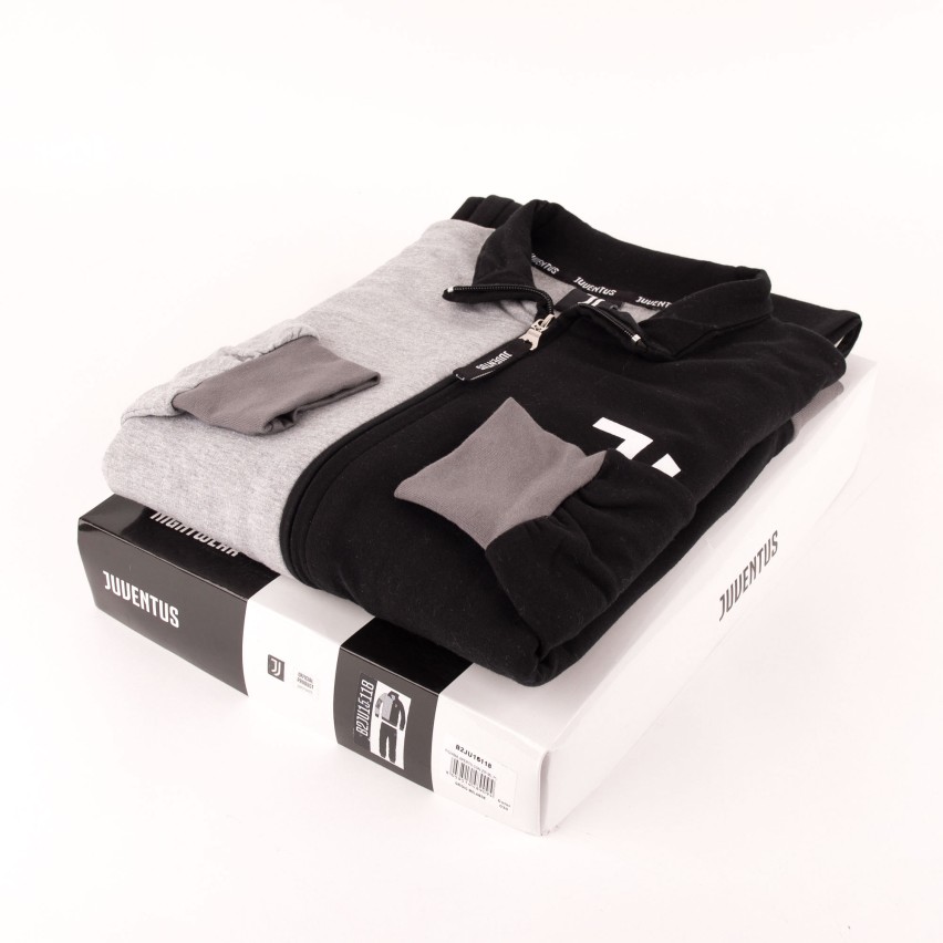Pigiama tuta bambino Juventus zip cotone felpato B2JU15118 grigio melange