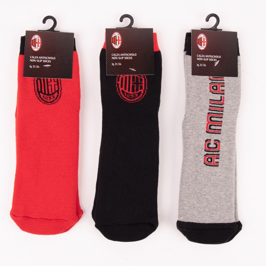 Calza corta antiscivolo bimbo Milan B2MI611 caldo cotone 3 pz