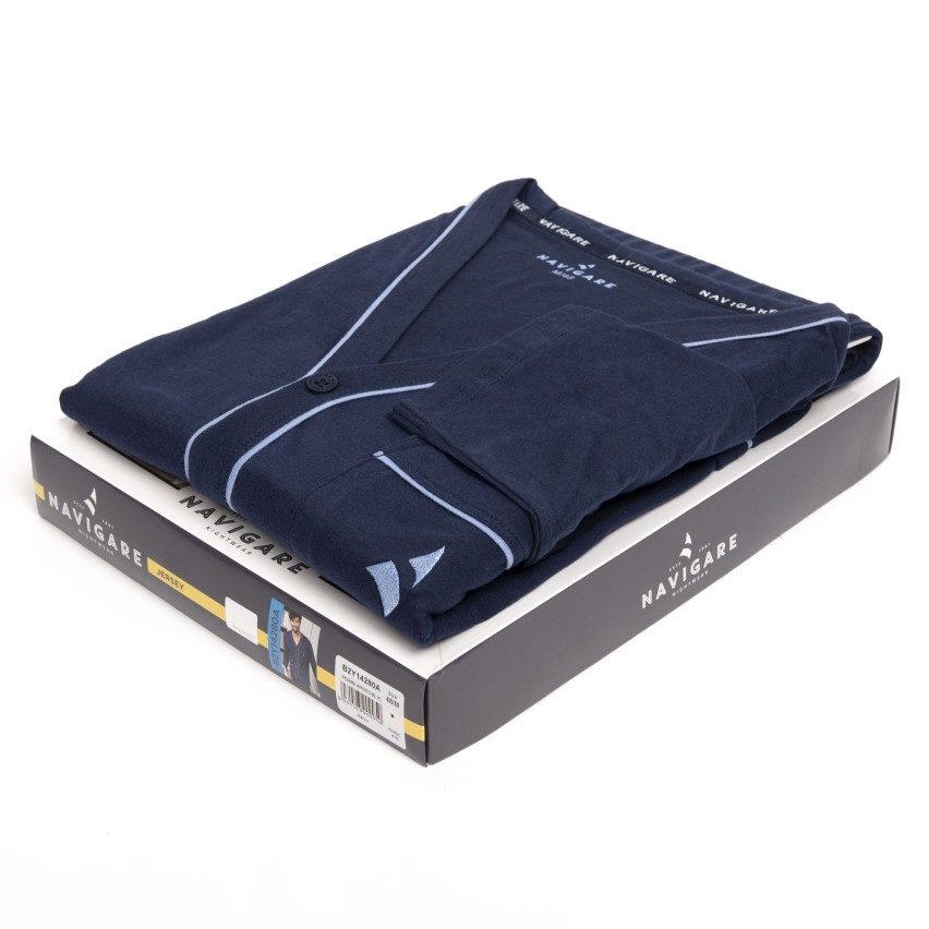 Pigiama uomo Navigare B2Y14280 in cotone giacca aperta blu