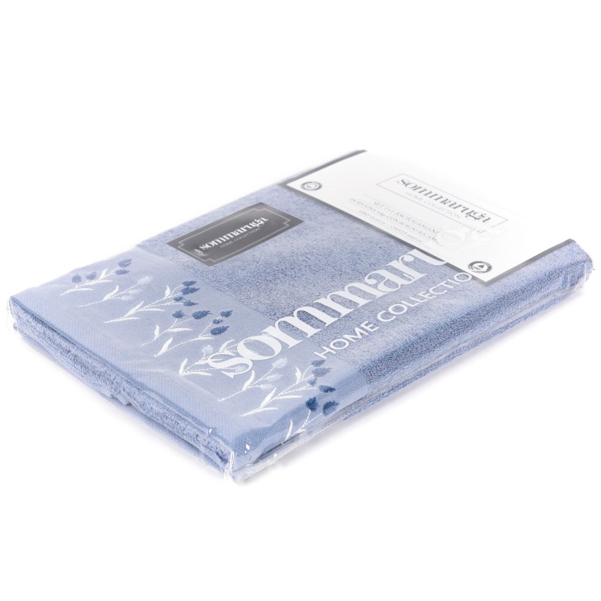 Set asciugamani viso + ospite Sommaruga BA9006 spugna dis 2 azzurro