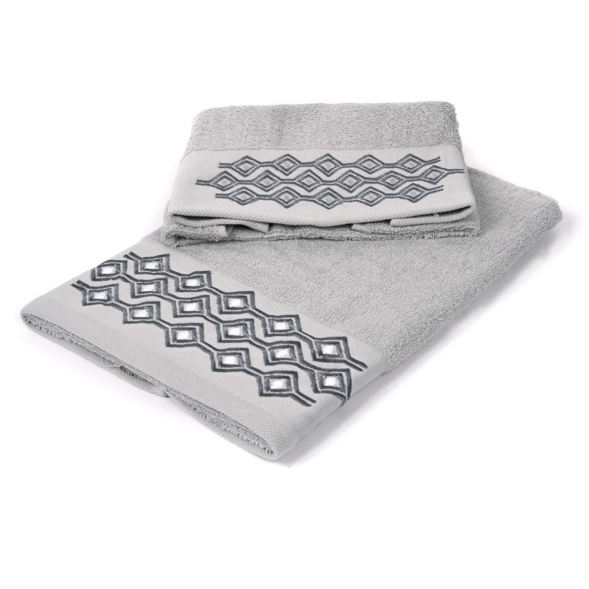 Set asciugamani viso + ospite Sommaruga BA9006 dis.4 grigio