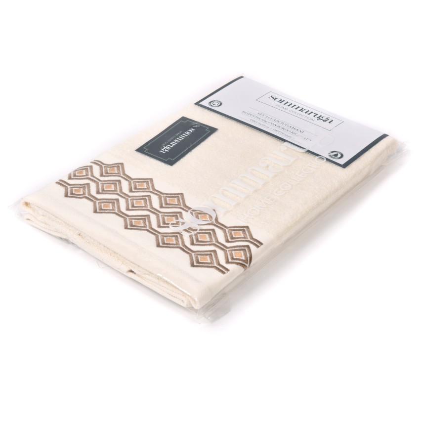 Set asciugamani viso + ospite Sommaruga BA9006 dis.4 latte