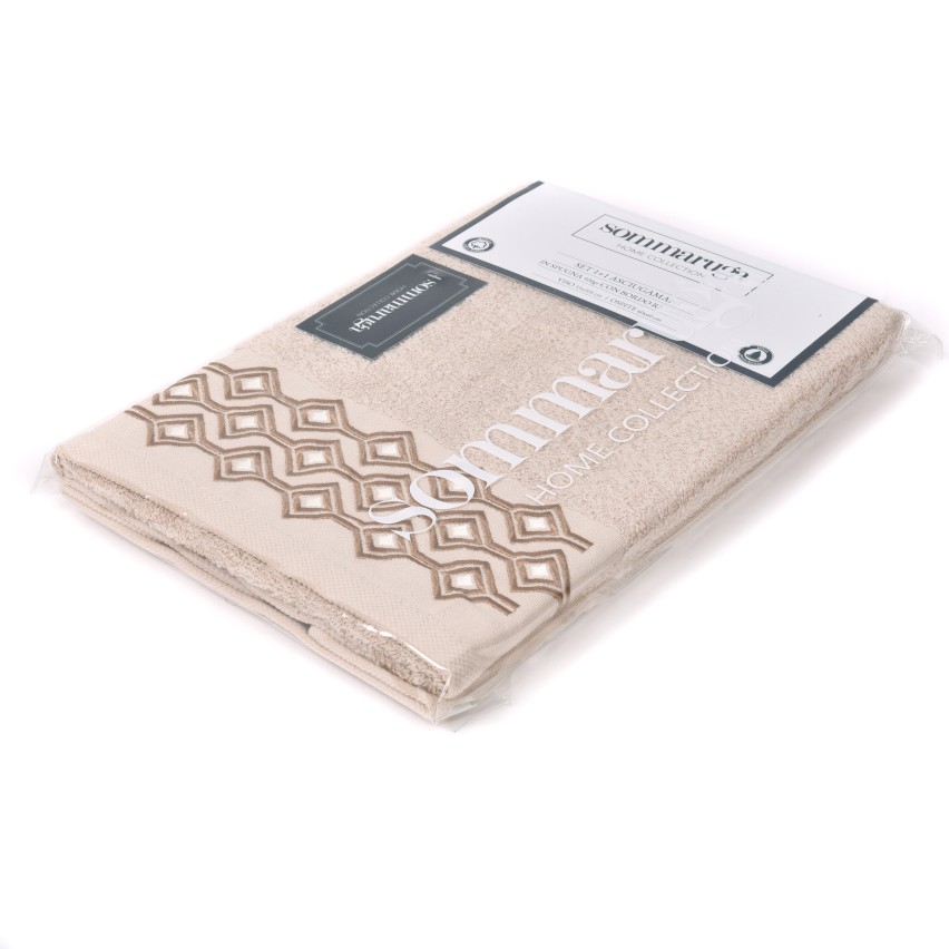 Set asciugamani viso + ospite Sommaruga BA9006 dis.4 beige