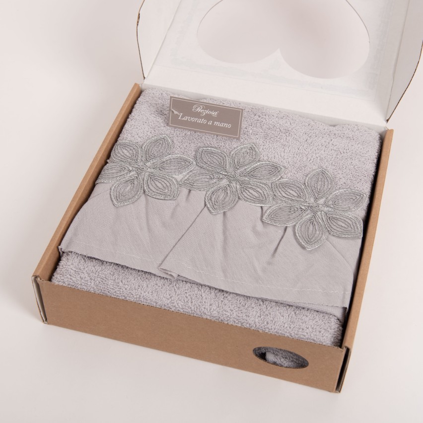 Set asciugamani viso + ospite Preziosa BA10030 spugna perla