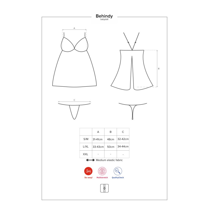 Sexy babydoll + perizoma Behindy e thong trasparente