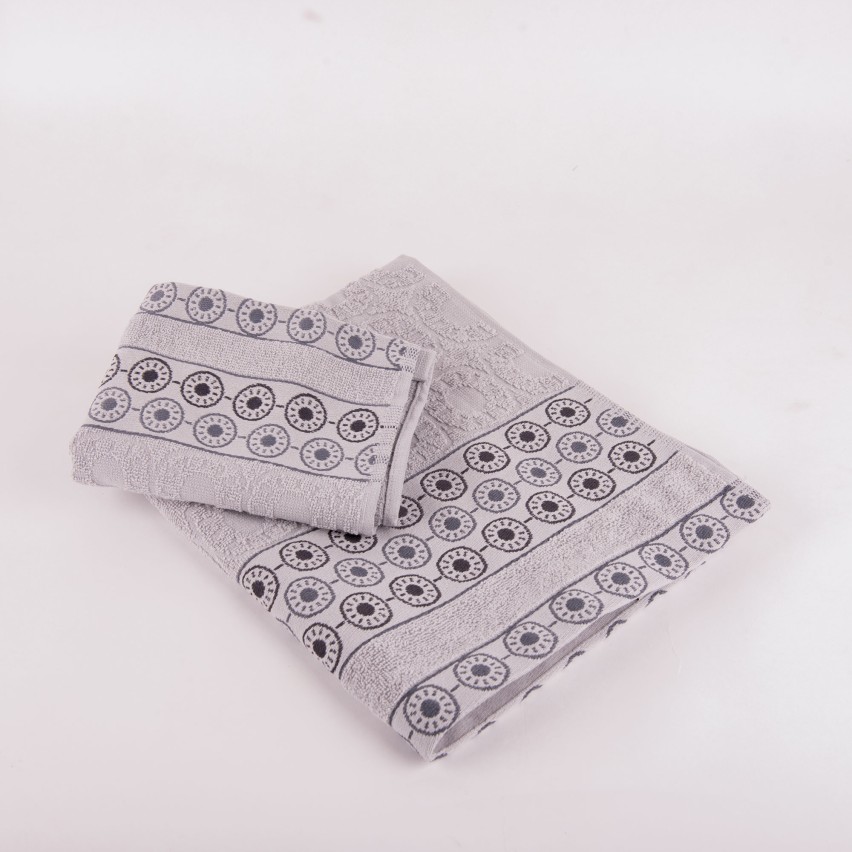 Set asciugamani viso + ospite Biancaluna Afro motivo geometrico grigio