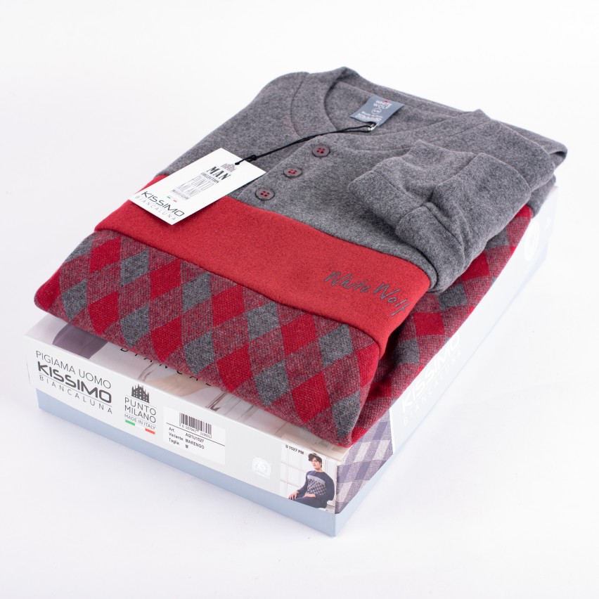 Pigiama uomo invernale punto milano Biancaluna U1527 marengo rombi
