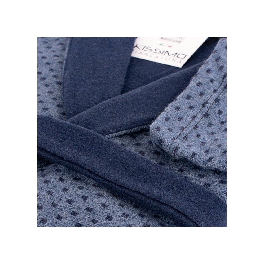 Vestaglia uomo invernale Biancaluna U1532 punto milano rettangoli blu