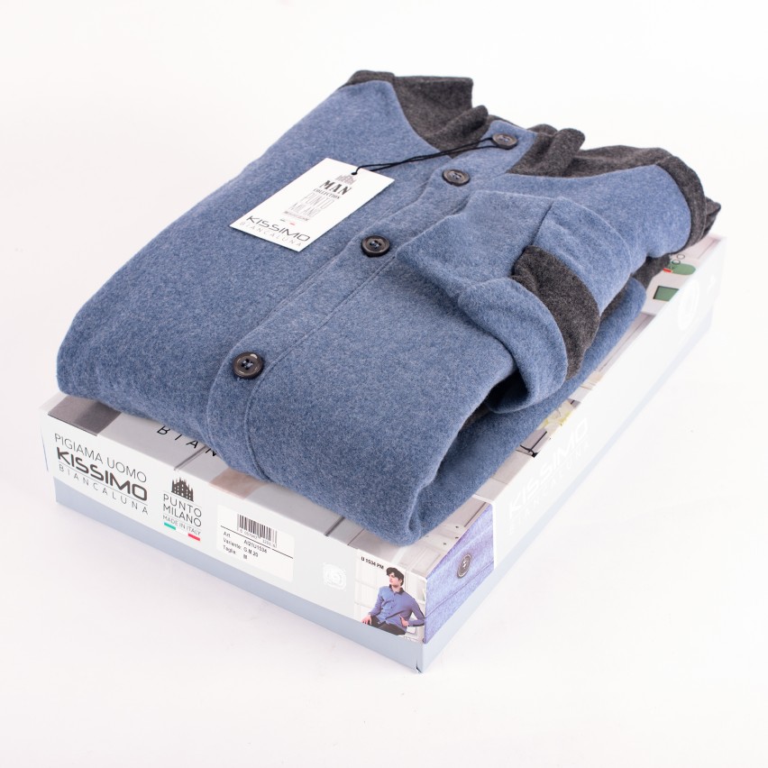 Pigiama uomo invernale punto milano Biancaluna U1534 jeans