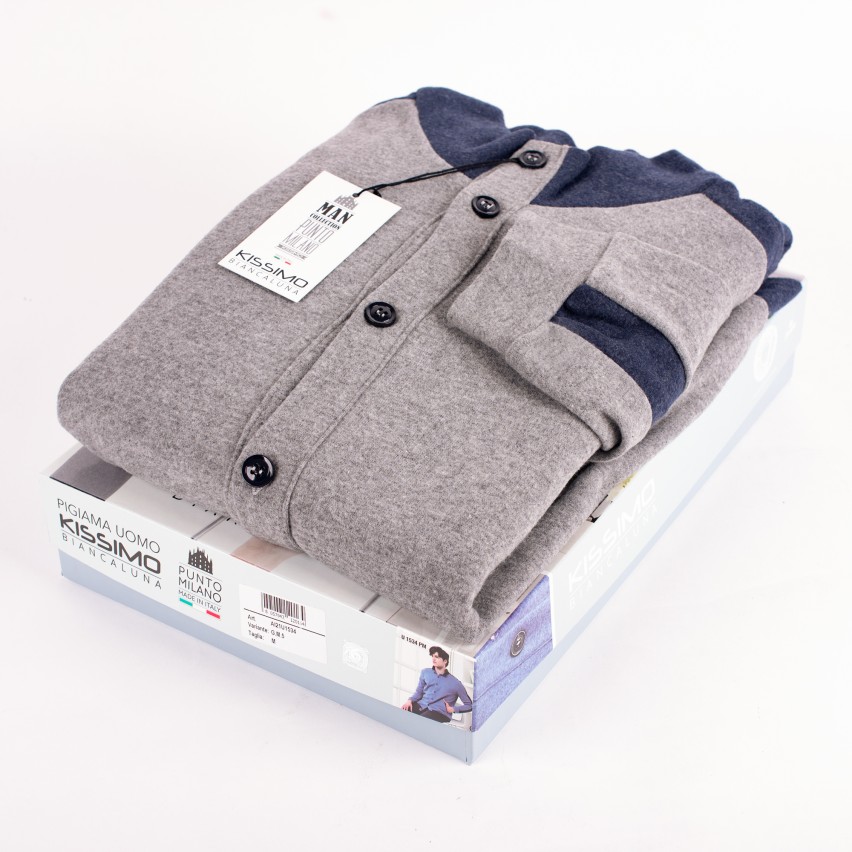 Pigiama uomo invernale punto milano Biancaluna U1534 grigio