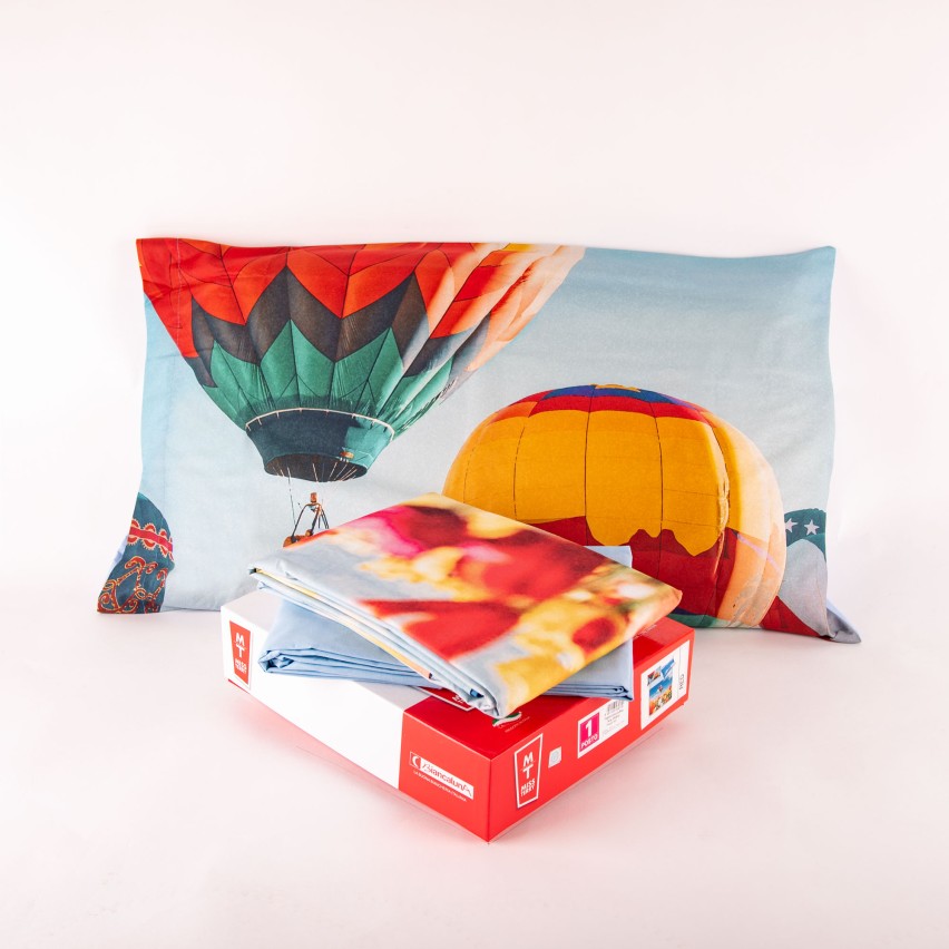 Lenzuola set sotto con angoli + lenzuolo + 1 federa Biancaluna Red