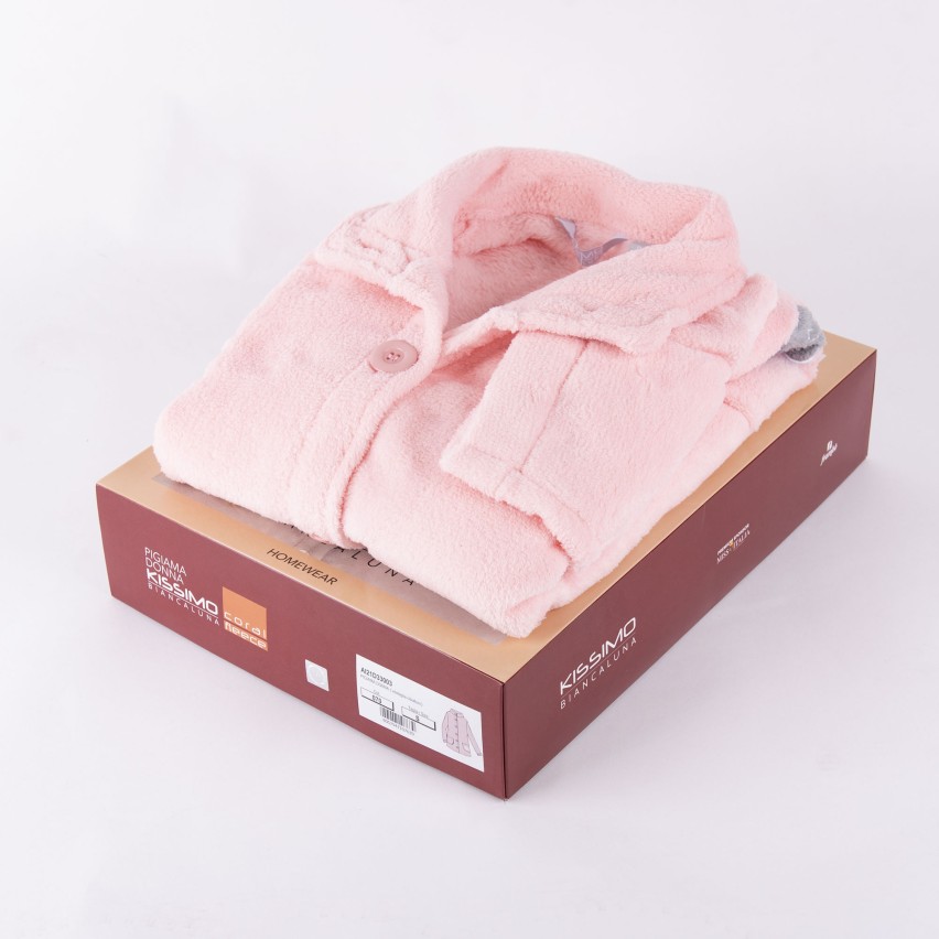 Giacca da camera bottoni coral Biancaluna coral fleece rosa 33003