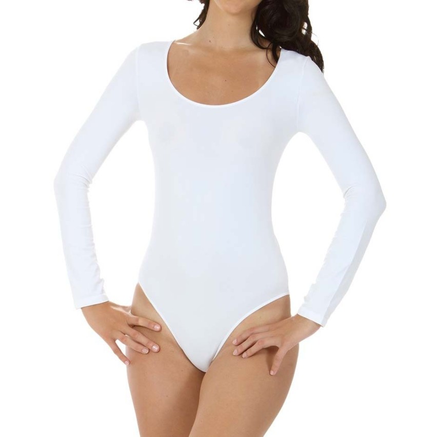 Body donna girocollo manica lunga in microfibra elasticizzata