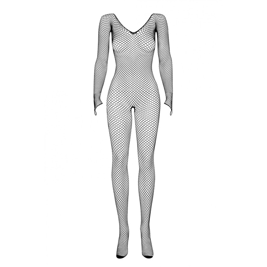 Bodystocking sexy a rete aderente con scollo profondo e cavallo aperto N109
