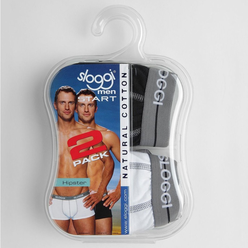 Boxer uomo sloggi short hipster bi pack bianco / nero 2 pezzi 