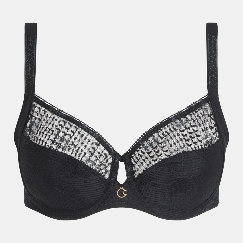 Reggiseno con ferretto tulle ricamo pied de poule Chantelle C13WMU