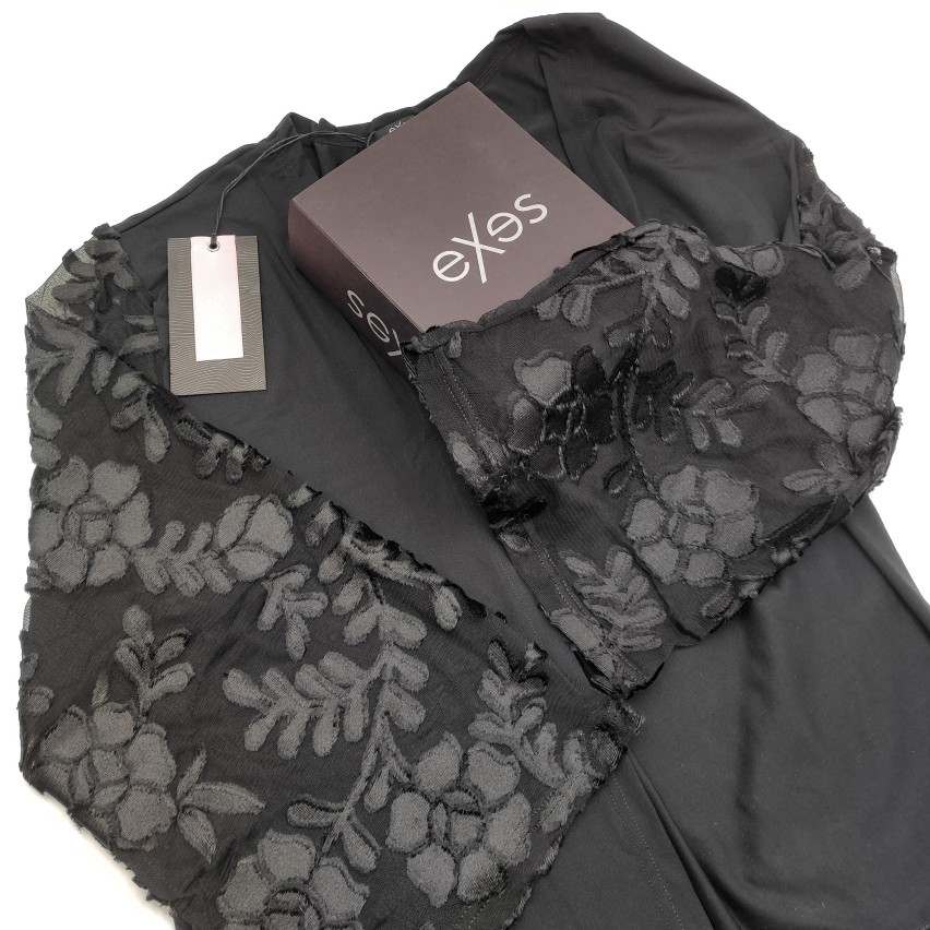 Kimono Exes D294 ricamato maniche a 3/4 nero