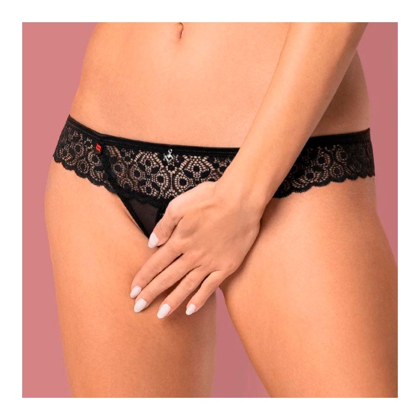 Sexy perizoma Obsessive Shibu Crotchless Thong cavallo aperto nero
