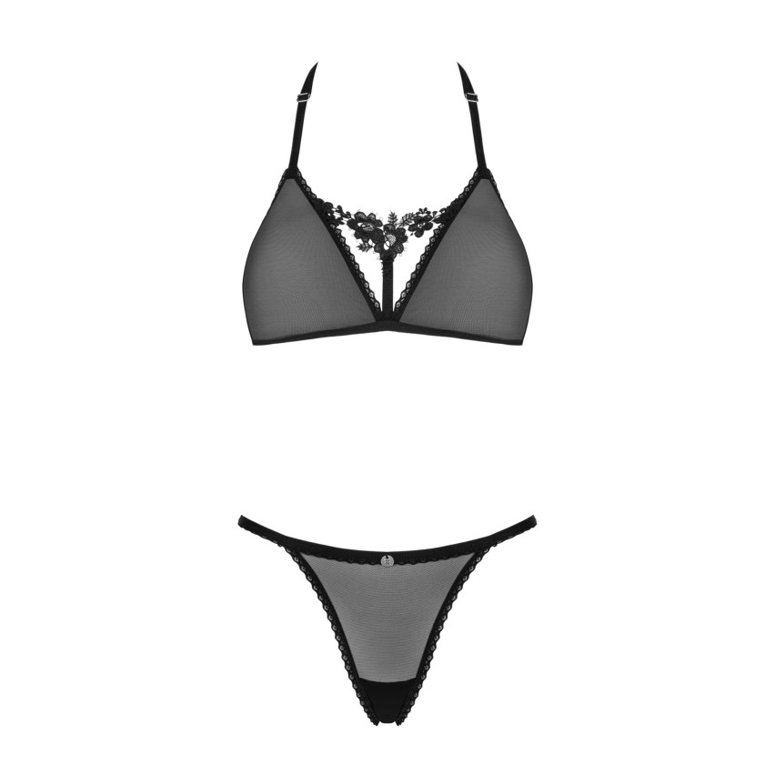 Coordinato sexy Celia noir set reggiseno + perizoma Obsessive 