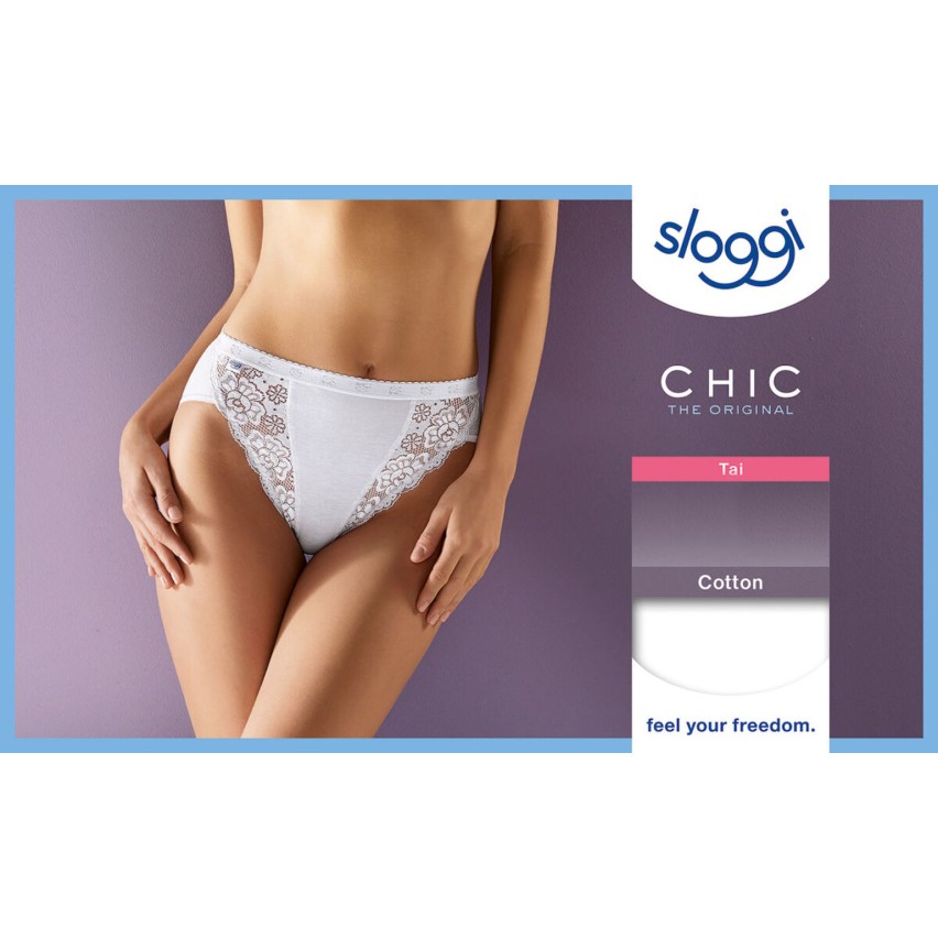 Slip donna sloggi chic tai cotone e pizzo 4 pezzi