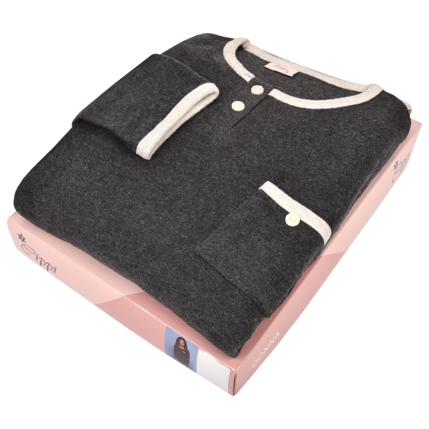 Pigiama donna punto milano grigio piombo Cippi 2248 