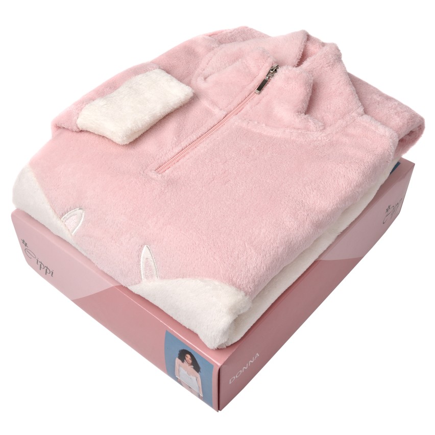 Pigiama donna rosa coral gattino Cippi 2253