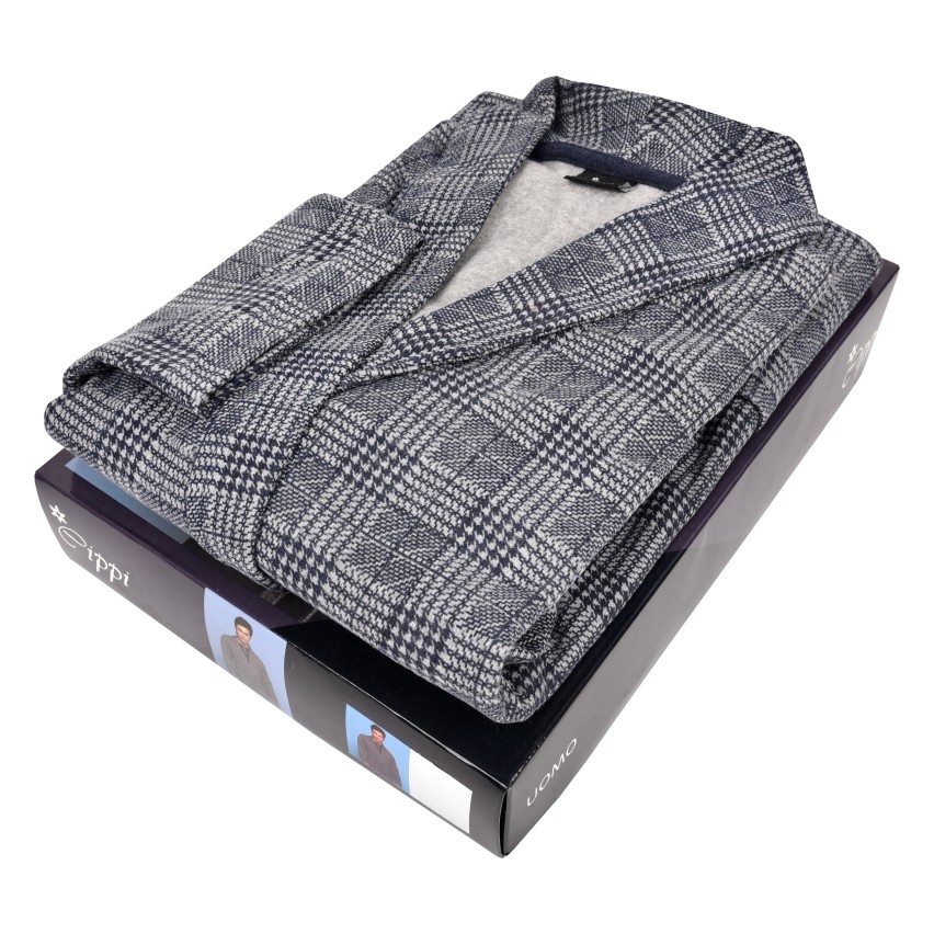 Vestaglia uomo principe di galles punto milano Cippi 4882 navy