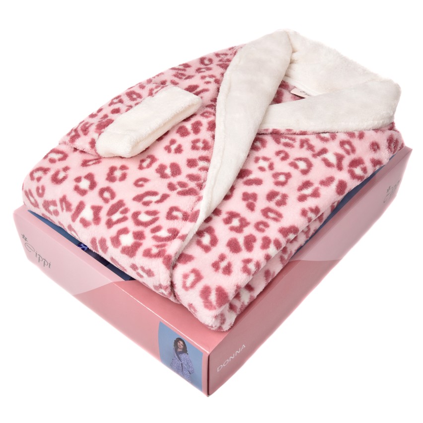 Giacca da camera vestaglia fantasia animalier rosa Coral Cippi 4973