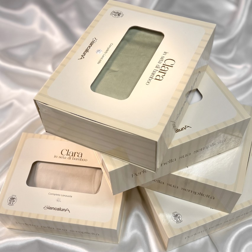 Completo letto Biancaluna Clara  seta di bamboo vegan