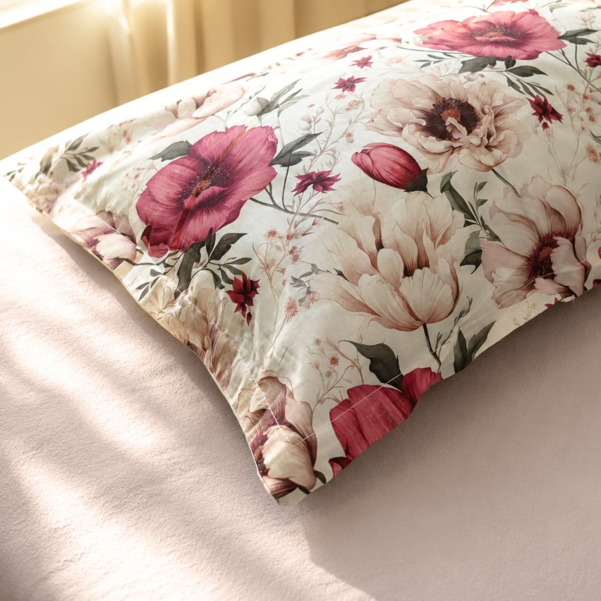 Completo letto floreale percalle di cotone Enrico Coveri Etta