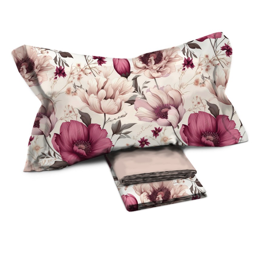 Completo letto floreale percalle di cotone Enrico Coveri Etta