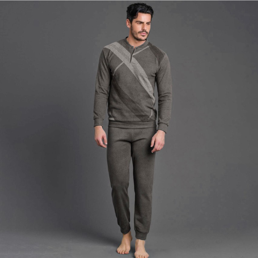 Pigiama uomo invernale Enrico Coveri EP2066 grigio punto milano