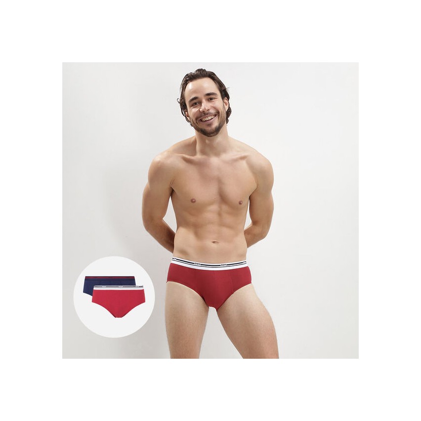 Slip uomo Dim D09BB cotone elasticizzato rosso+blu 2 pz