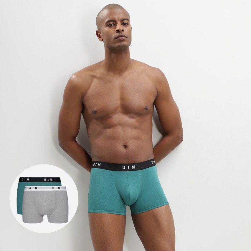 Boxer Dim D0ARL cotone elasticizzato grigio+verde 2 pz