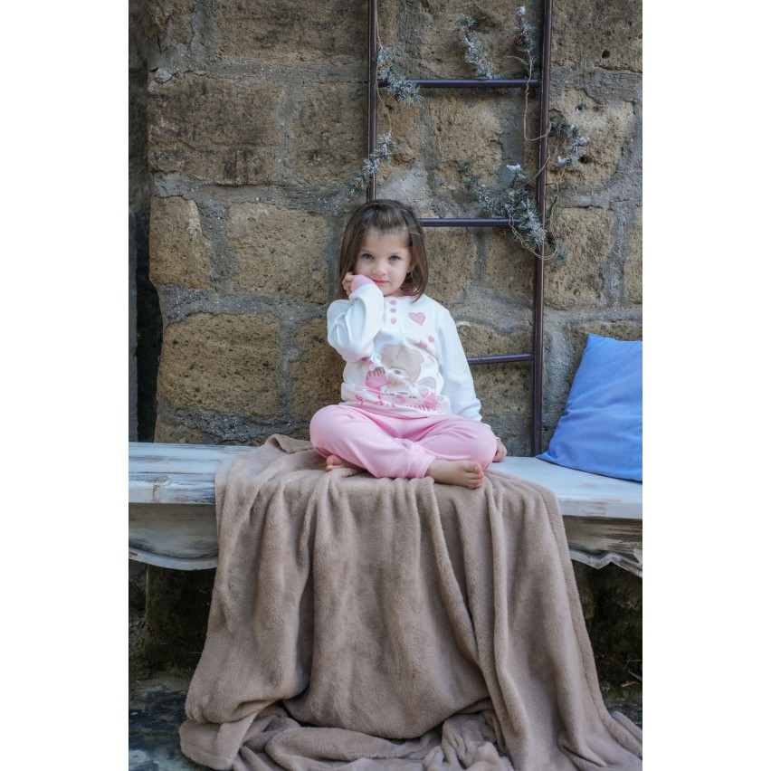 Pigiama bimba Biancaluna in caldo cotone orsacchiotto 23D90402