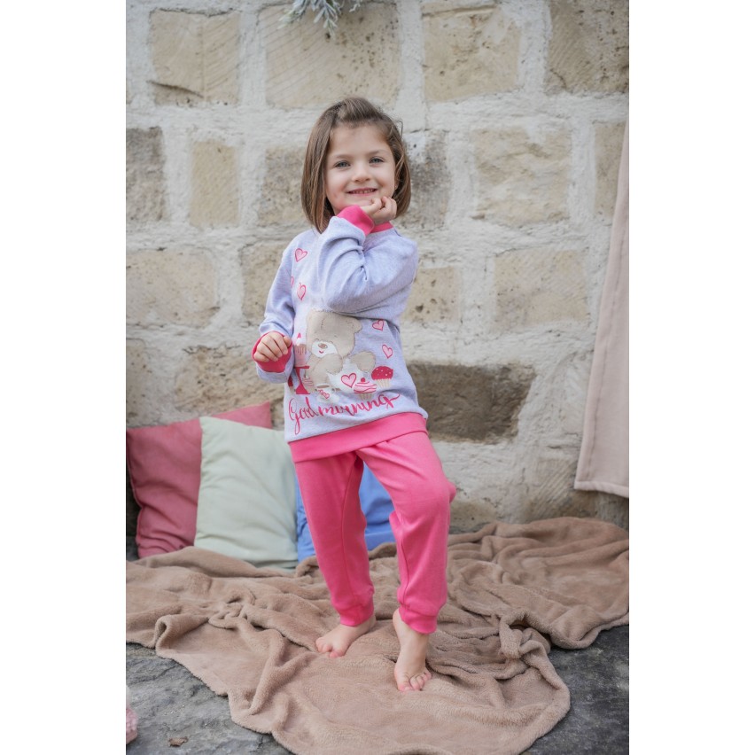 Pigiama bimba Biancaluna in caldo cotone orsacchiotto 23D90402