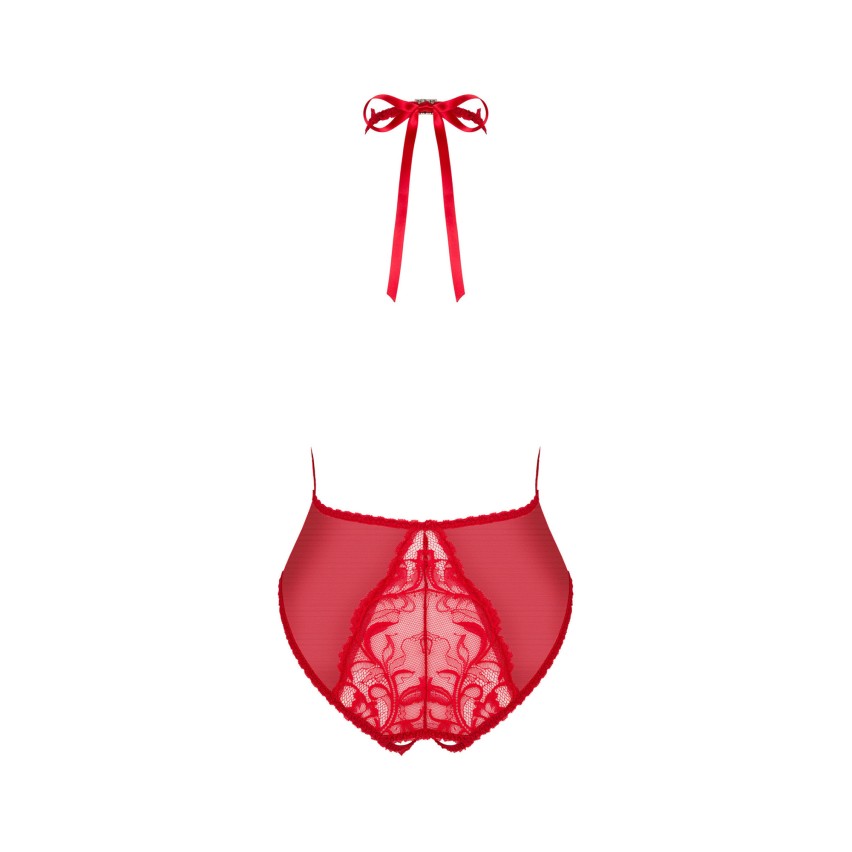 Body sexy in pizzo con cavallo aperto e choker Obsessive Dagmarie