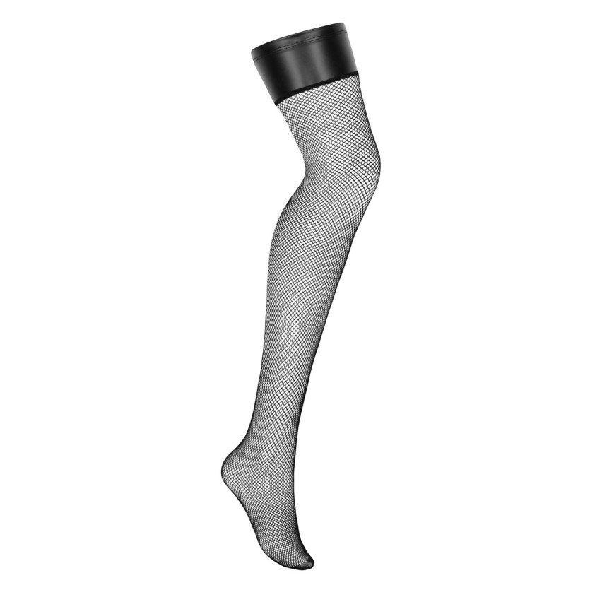 Calze a rete sexy con fascia effetto pelle per reggicalze Obsessive Darkessia