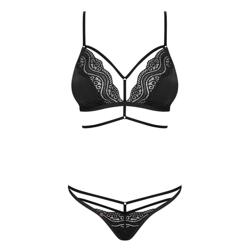 Sexy set reggiseno + perizoma Obsessive Diyosa pizzo nero 2 pz