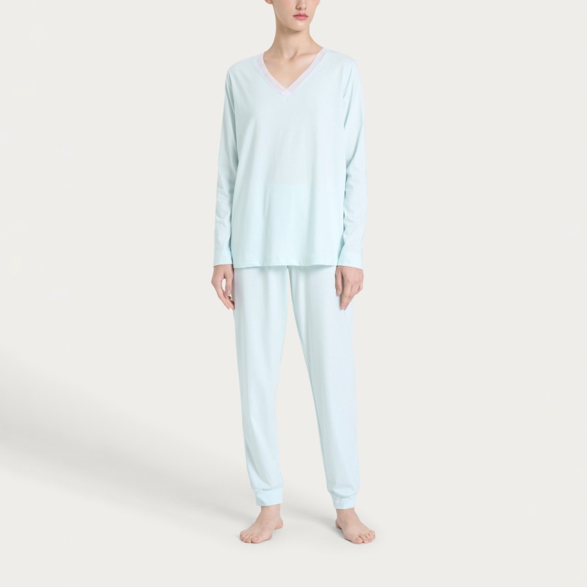 Pigiama Donna 100% Cotone scollo a V Ragno DP26N2 