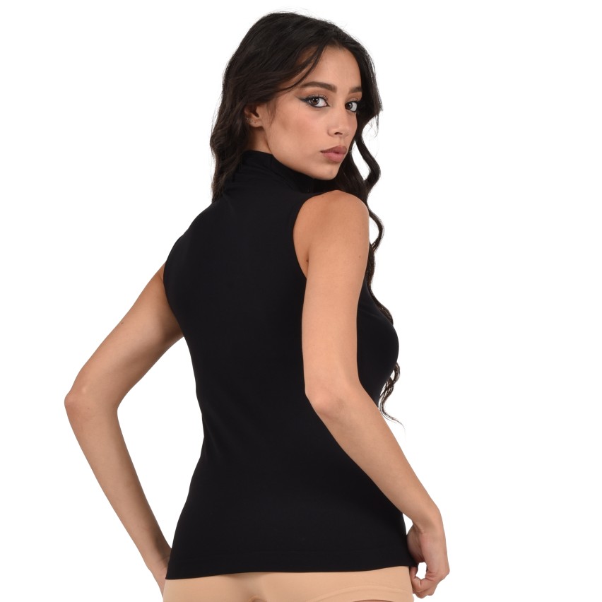 Lupetto smanicato da donna in microfibra elasticizzata 