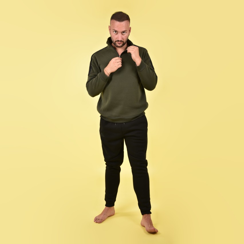 Tuta uomo felpa mezza zip Kappa militare nero KMW22162