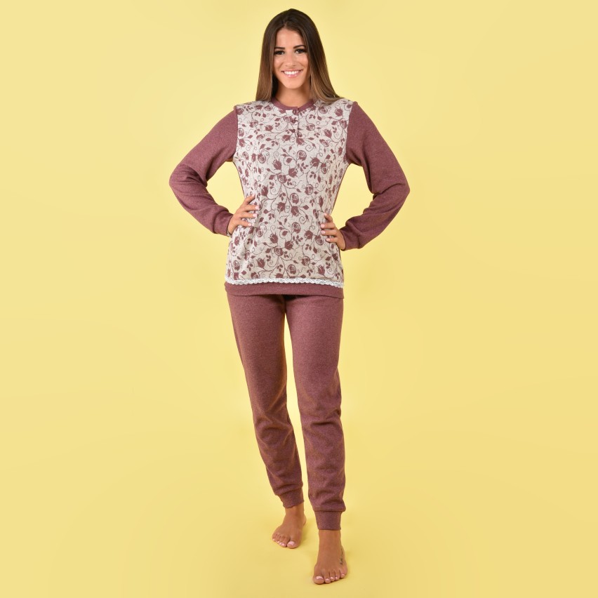 Pigiama donna Biancaluna punto milano con polsini 25043 rosa